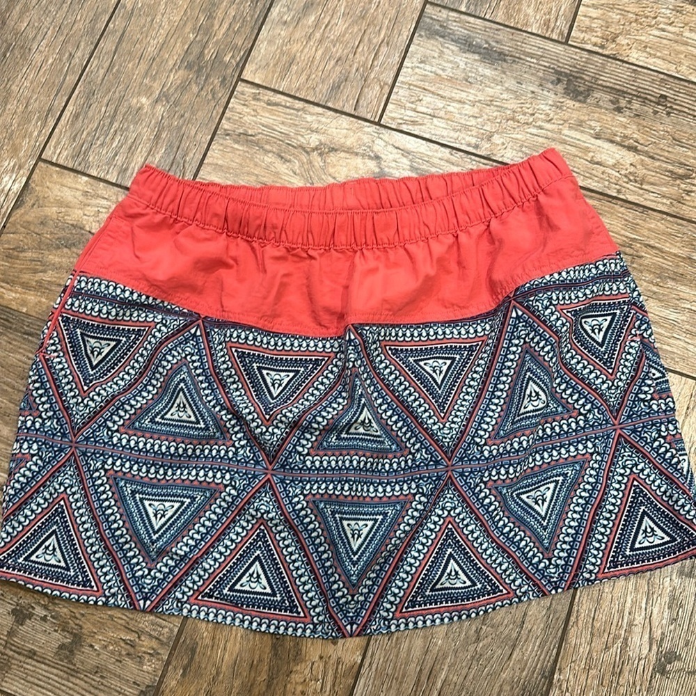 Patagonia Coral and Navy Printed Mini Skirt